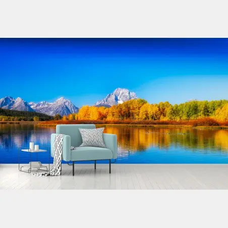Fotomural reflejos otoñales en el lago montañoso – Pixers®