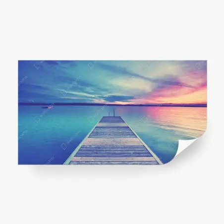 Fotomural muelle hacia el horizonte al atardecer – Pixers®