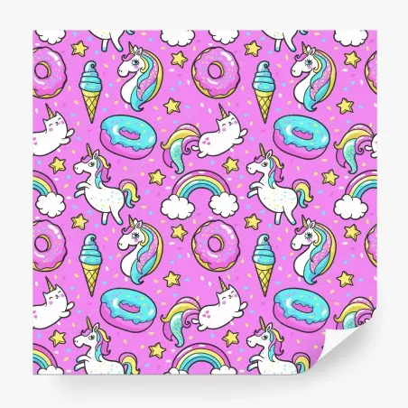 Fotomural patrón mágico de unicornios y dulces – Pixers®