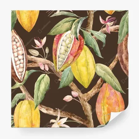 Fotomural patrón botánico de cacao en acuarela – Pixers®