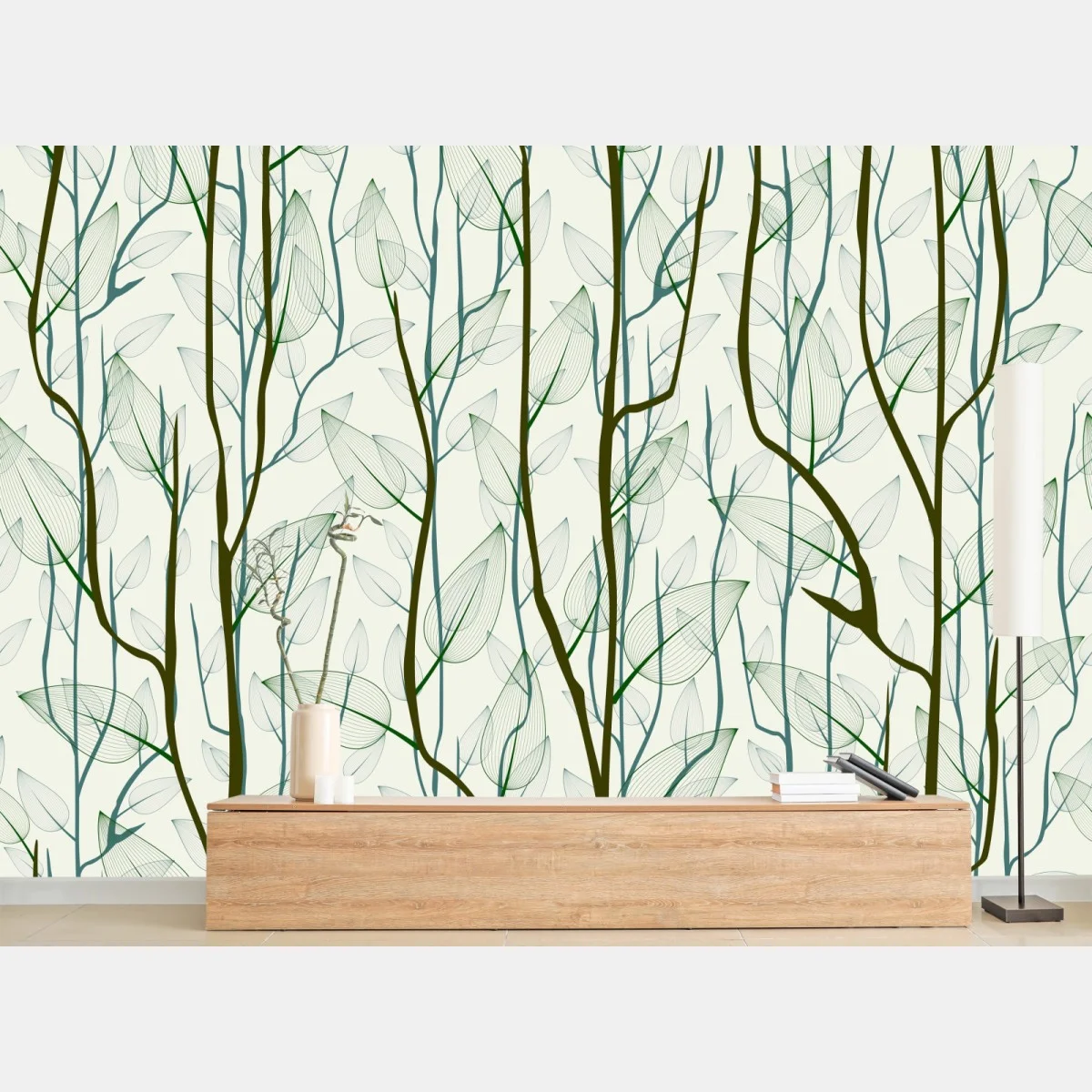 Fotomural bosque minimalista de ramas y hojas en tonos verdes – Pixers® Fotomural bosque minimalista de ramas y hojas en tonos verdes – Pixers®