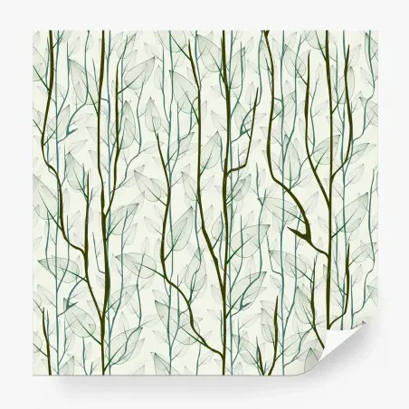 Fotomural bosque minimalista de ramas y hojas en tonos verdes – Pixers®