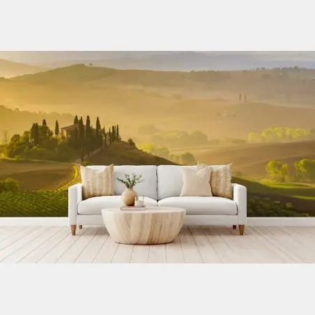 Fotomural amanecer dorado en Val d'Orcia, Toscana – Pixers®