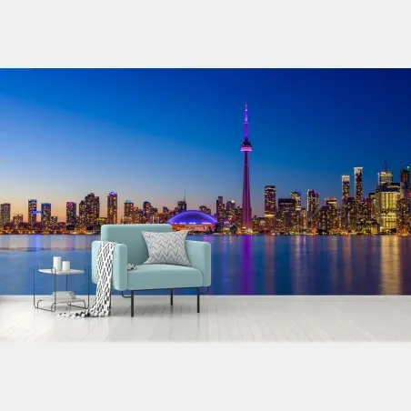 Fotomural panorama nocturno de Toronto con la Torre CN – Pixers®