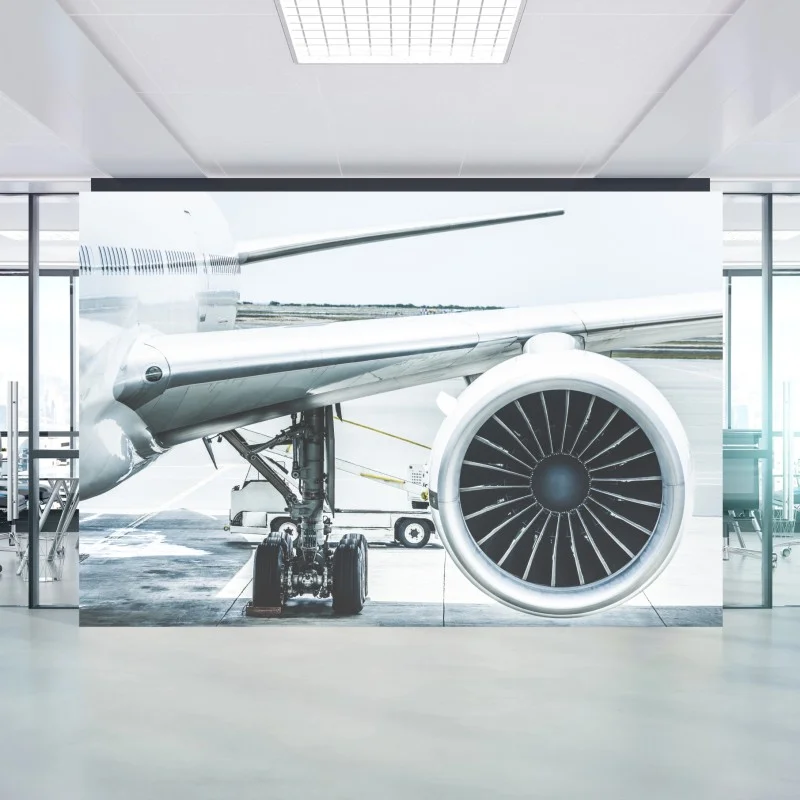 Fotomural motor de avión en la terminal: esencia de viaje