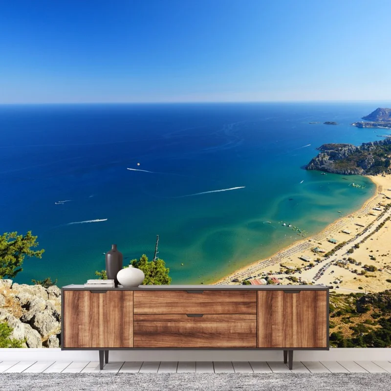Fotomural panorámica costera de aguas turquesa