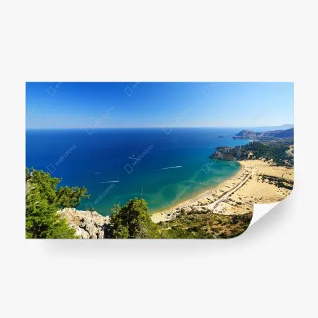 Fotomural panorámica costera de aguas turquesa – Pixers®