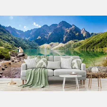 Fotomural serenidad en el lago de montaña cristalino – Pixers®