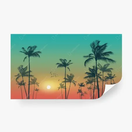 Fotomural atardecer tropical entre palmeras – Pixers®