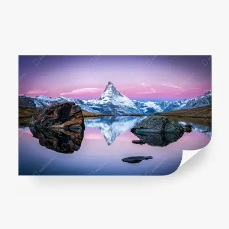 Fotomural atardecer en el Matterhorn, reflejo alpino – Pixers®