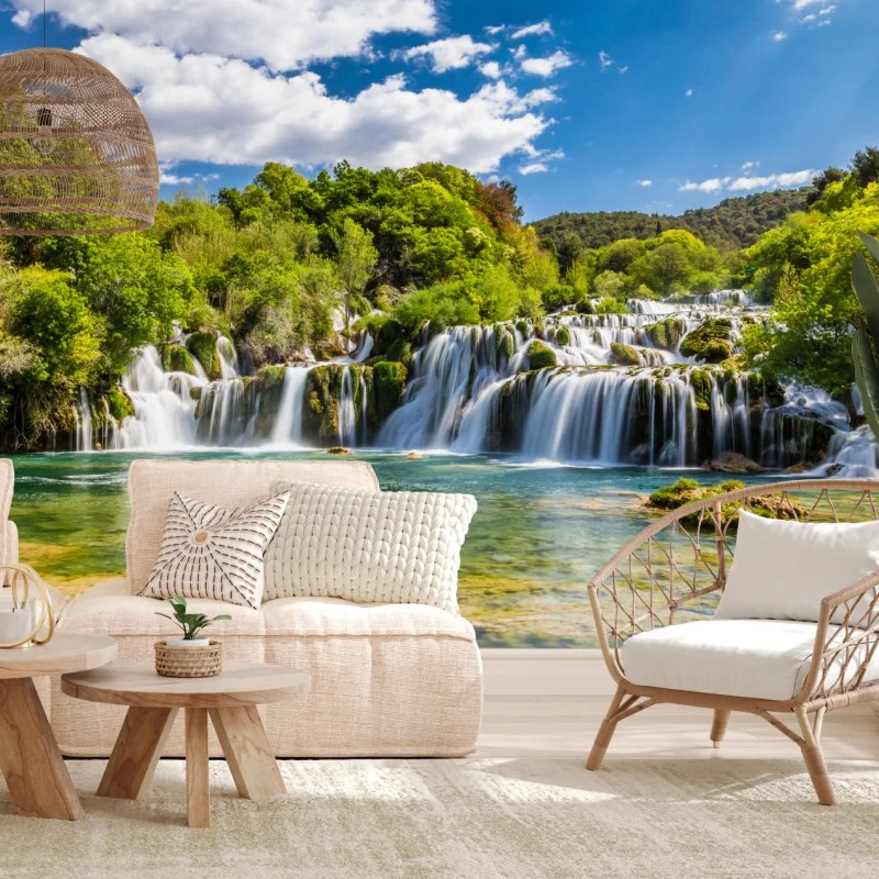 Fotomural panorámica de la cascada Skradinski Buk, Croacia