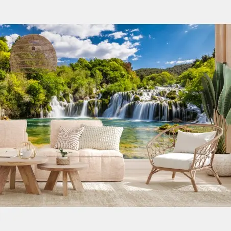 Fotomural panorámica de la cascada Skradinski Buk, Croacia – Pixers®