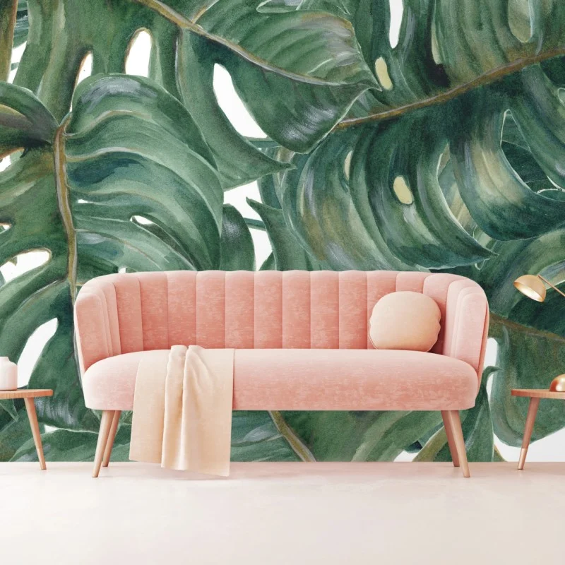 Fotomural follaje tropical de hojas de monstera