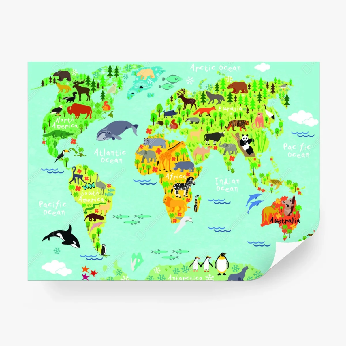 Fotomural mapa del mundo con animales para decoración infantil – Pixers® Fotomural mapa del mundo con animales para decoración infantil – Pixers®