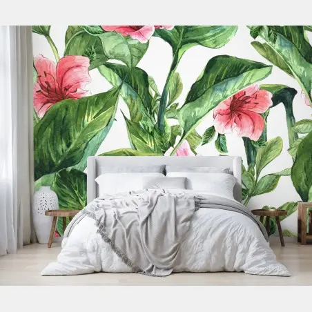 Fotomural estampado botánico de flores tropicales – Pixers®