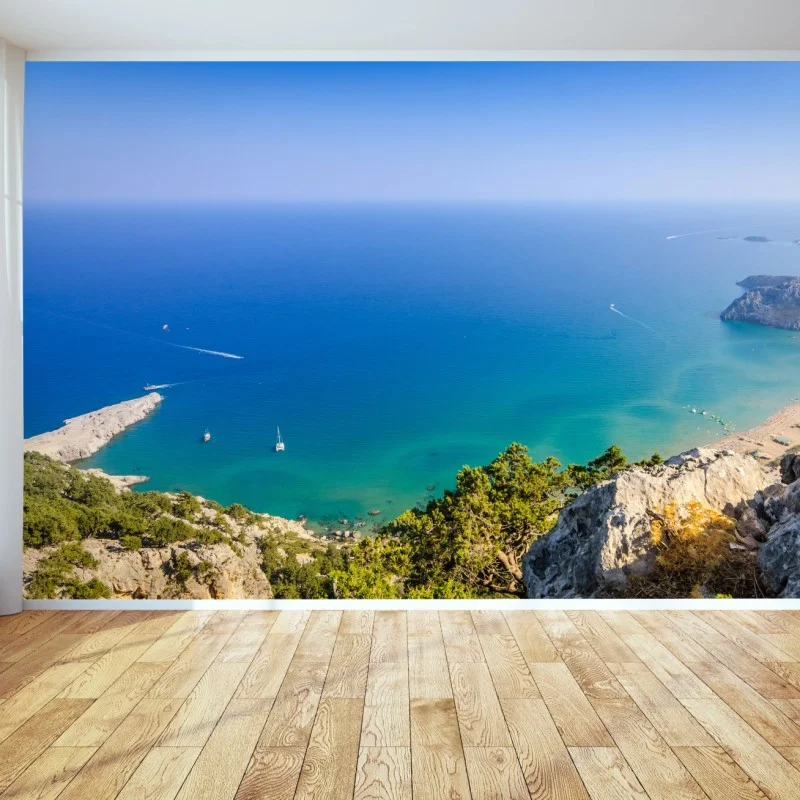 Fotomural panorámica costera en aguas turquesa
