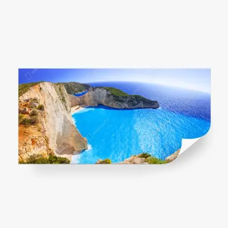 Fotomural acantilado sobre bahía de aguas turquesas – Pixers®