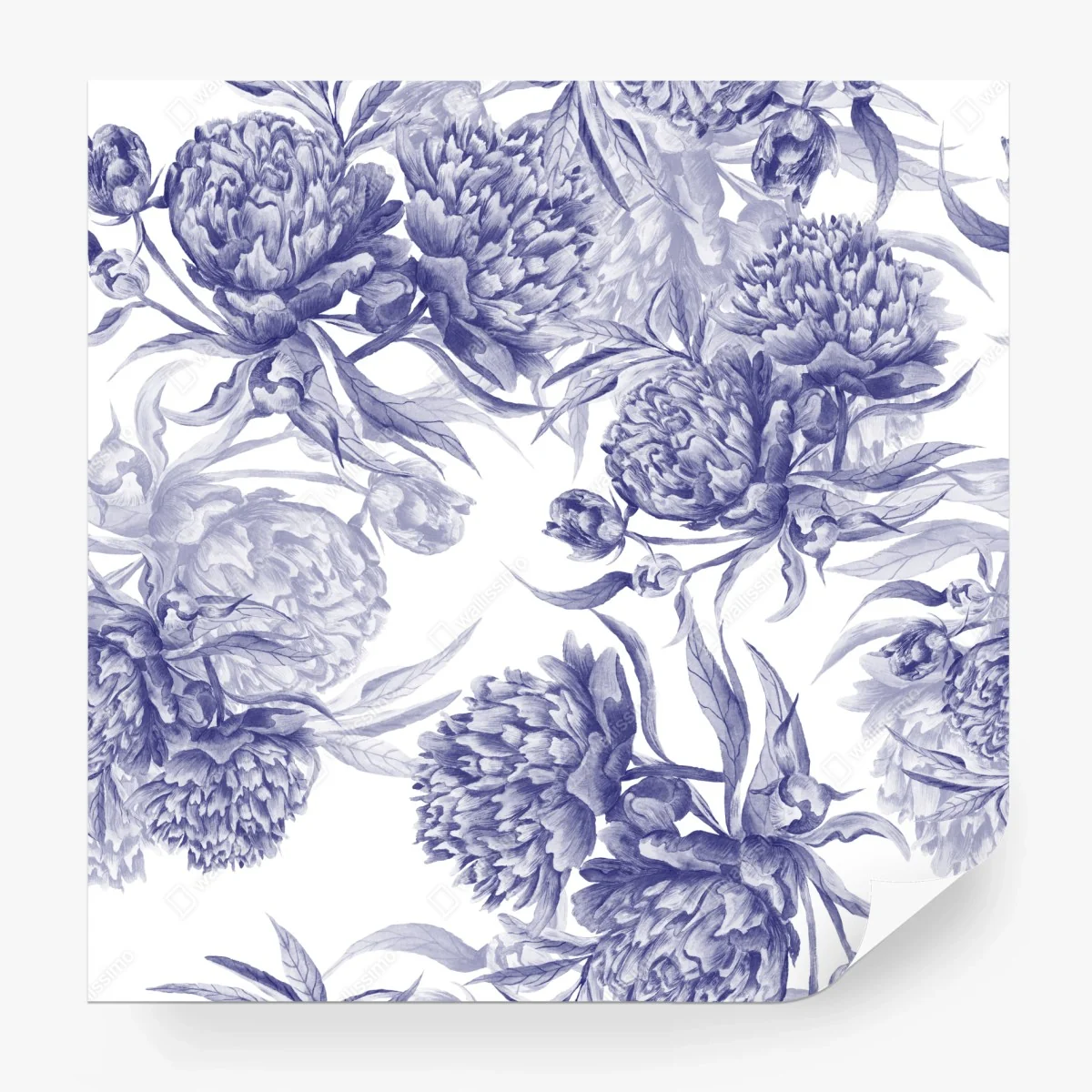 Fotomural estampado de peonías en tinta azul – Pixers® Fotomural estampado de peonías en tinta azul – Pixers®