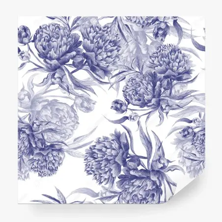 Fotomural estampado de peonías en tinta azul – Pixers®