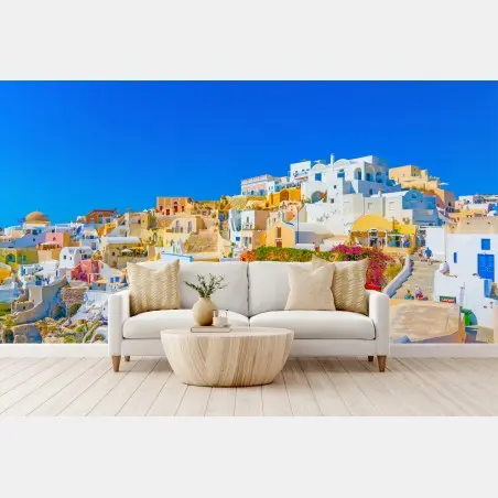 Fotomural vistas panorámicas de Oia, Santorini – Pixers®