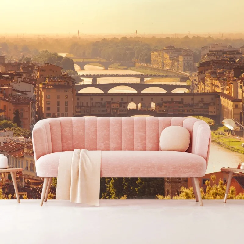 Fotomural amanecer dorado sobre el Ponte Vecchio, Florencia