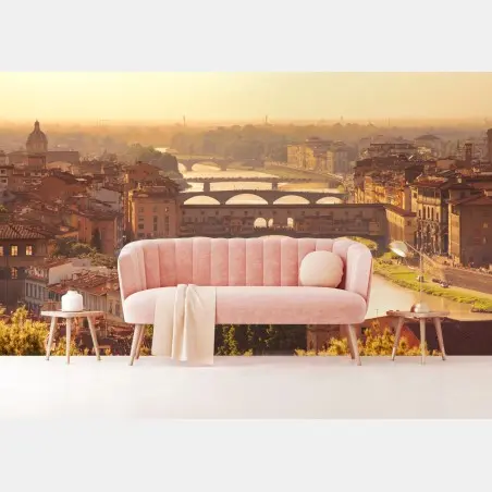 Fotomural amanecer dorado sobre el Ponte Vecchio, Florencia – Pixers®