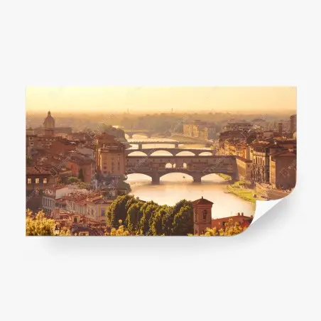 Fotomural amanecer dorado sobre el Ponte Vecchio, Florencia – Pixers®