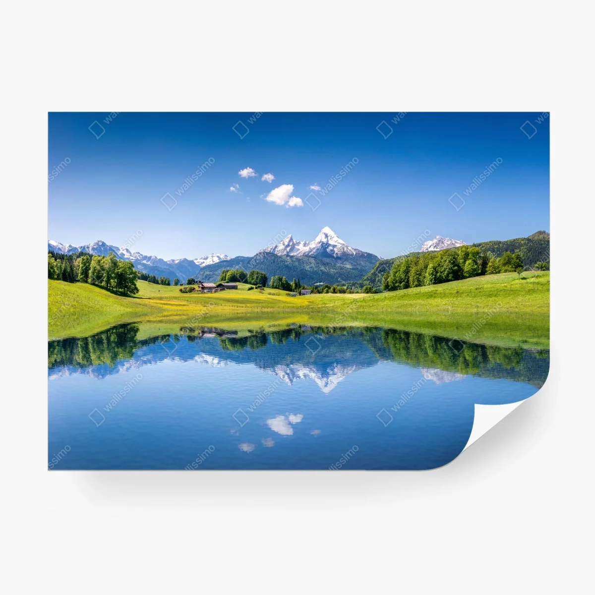 Fotomural reflejo sereno en lago de montaña – Pixers®