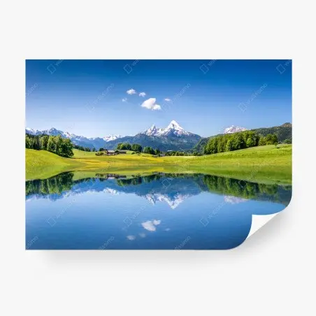 Fotomural reflejo sereno en lago de montaña – Pixers®