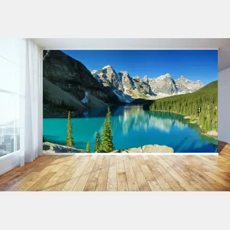 Fotomural panorama de lago glaciar turquesa – Pixers®