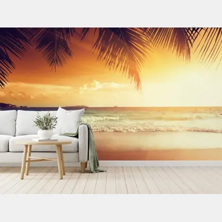Fotomural atardecer tropical en la orilla del Mar Caribe – Pixers®