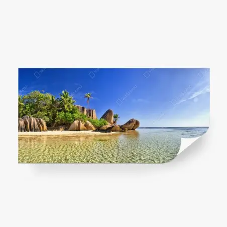 Fotomural paisaje tropical con rocas graníticas y agua cristalina – Pixers®