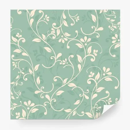 Fotomural motivo floral elegante en verde agua y crema – Pixers®