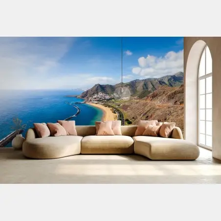 Fotomural panorámica costera de Las Teresitas, Tenerife – Pixers®