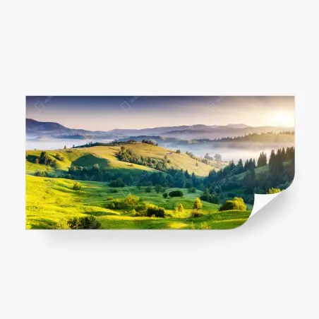Fotomural atardecer majestuoso en los Cárpatos de Ucrania – Pixers®