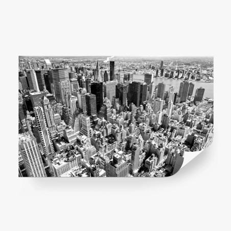 Fotomural panorámica aérea de Manhattan, Nueva York en blanco y negro – Pixers®