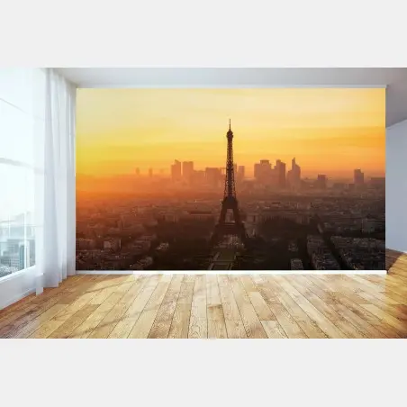 Fotomural atardecer dorado sobre la Torre Eiffel – Pixers®