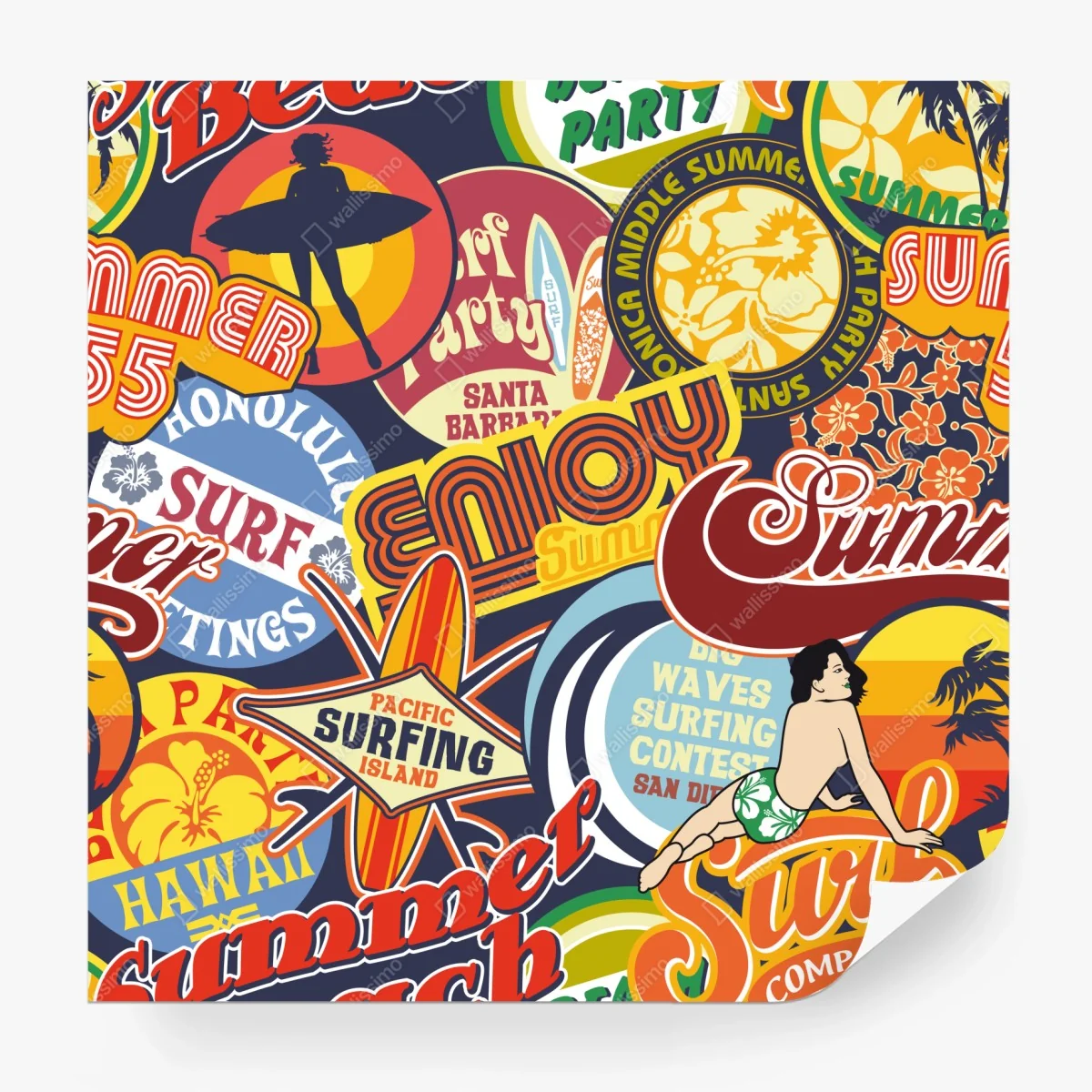 Fotomural collage retro de surf y playa – Pixers® Fotomural collage retro de surf y playa – Pixers®