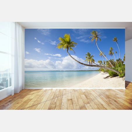 Fotomural paraíso de palmeras y mar turquesa – Pixers®