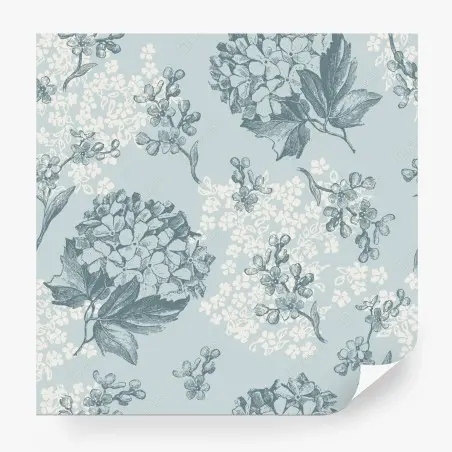 Fotomural estampado botánico de hortensias en tonos azules – Pixers®