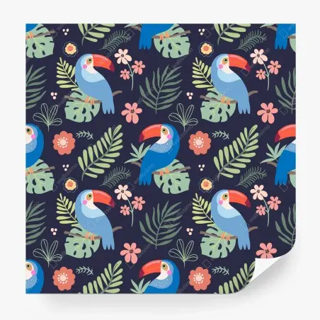 Fotomural estampado tropical de tucanes y hojas – Pixers®