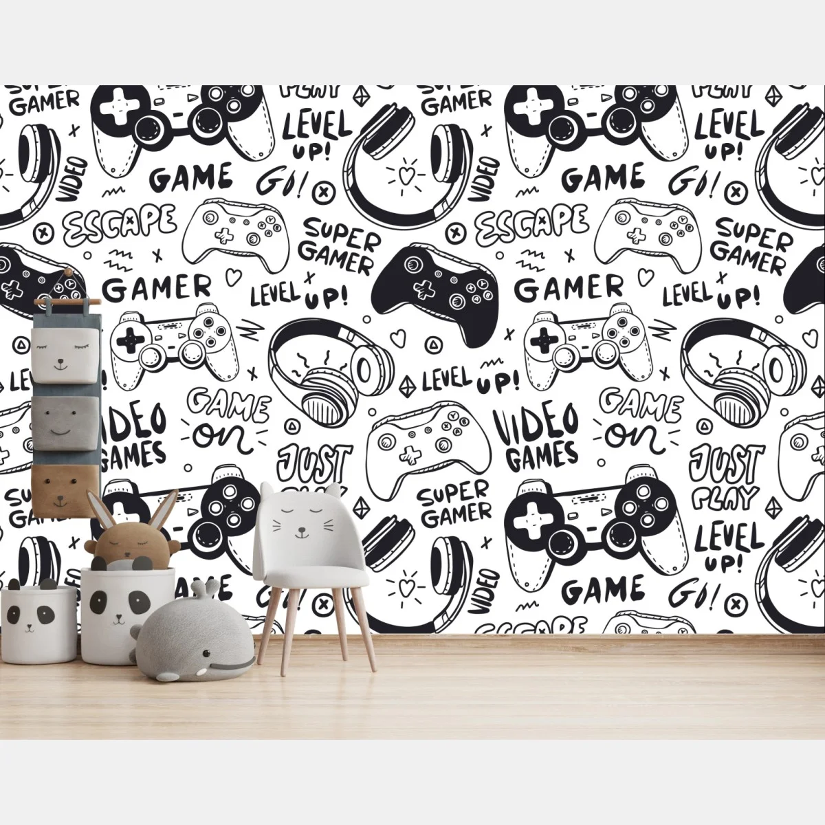 Fotomural patrón de videojuegos en estilo doodle blanco y negro – Pixers® Fotomural patrón de videojuegos en estilo doodle blanco y negro – Pixers®