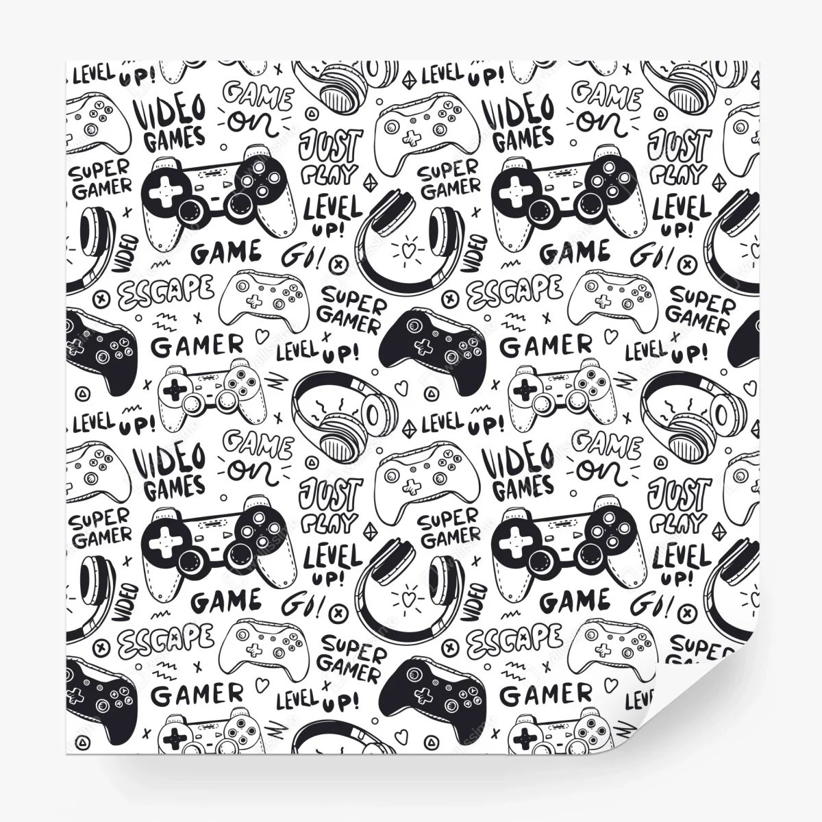 Fotomural patrón de videojuegos en estilo doodle blanco y negro – Pixers® Fotomural patrón de videojuegos en estilo doodle blanco y negro – Pixers®