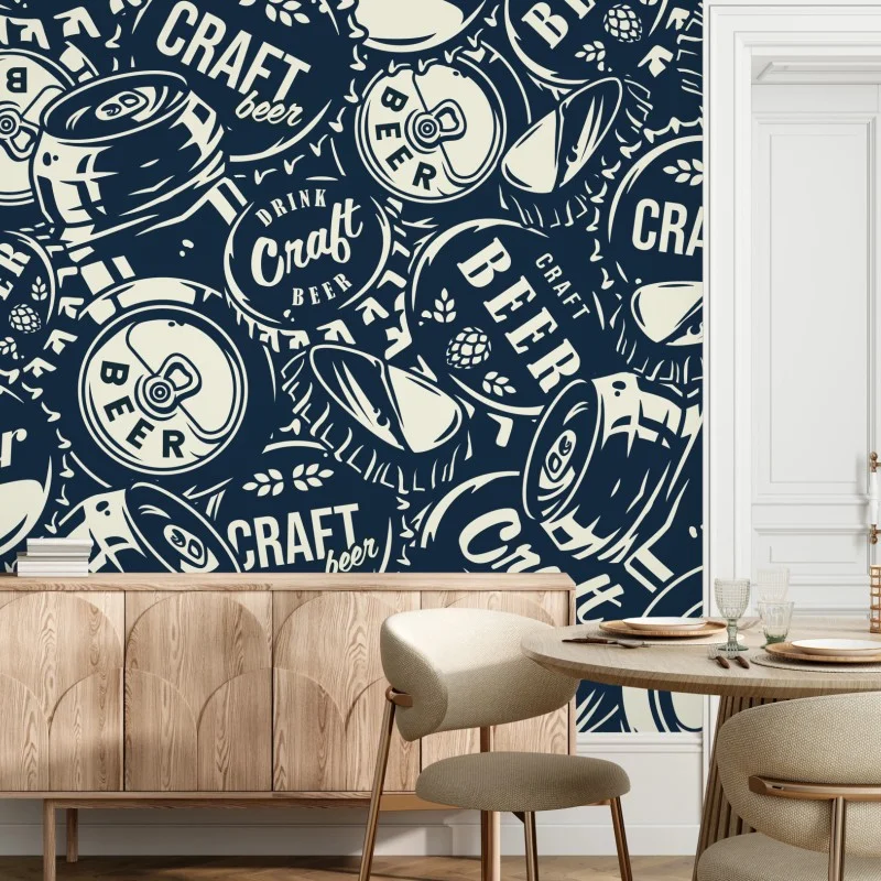 Fotomural mural decorativo de cerveza artesanal estilo retro