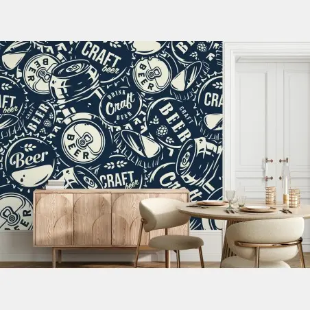 Fotomural mural decorativo de cerveza artesanal estilo retro – Pixers®