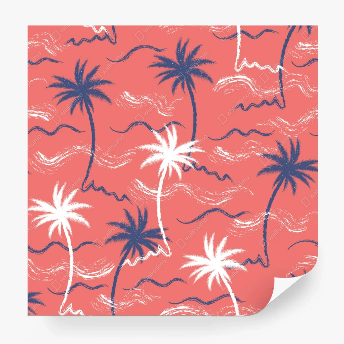 Fotomural diseño tropical de palmeras en coral – Pixers®