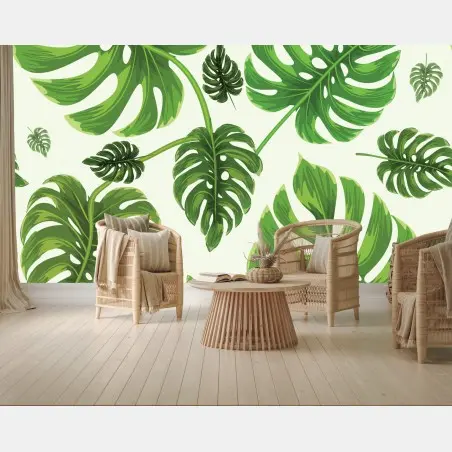 Fotomural diseño tropical de hojas de monstera – Pixers®