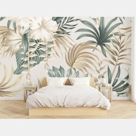 Fotomural diseño botánico tropical en tonos neutros – Pixers®