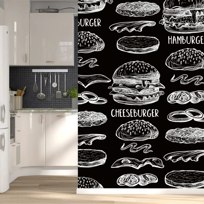 Fotomural patrón de hamburguesas estilo pizarra