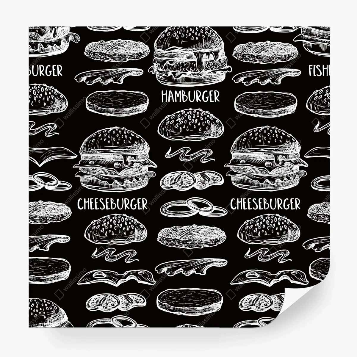 Fotomural patrón de hamburguesas estilo pizarra – Pixers®